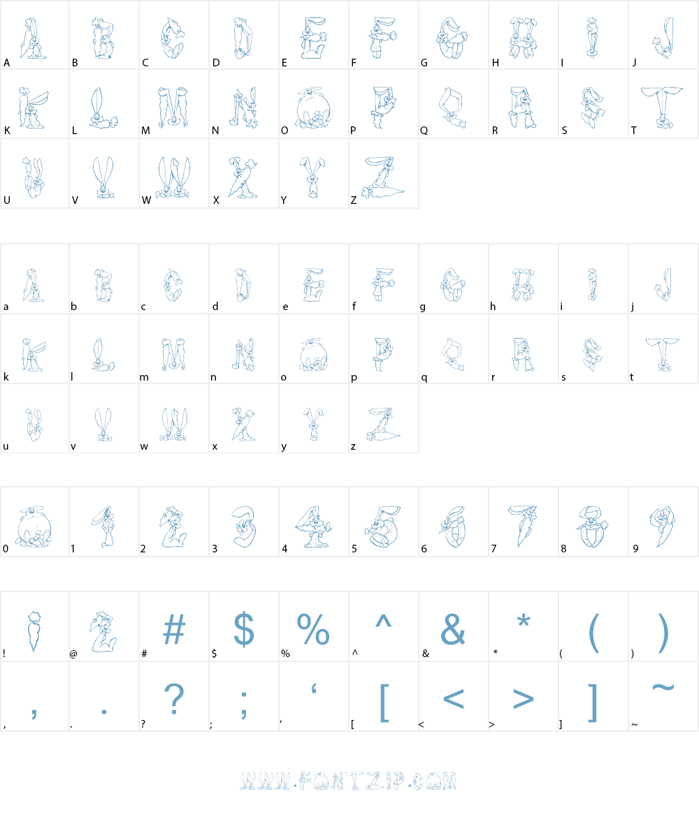Bizzy Bunny Font Character